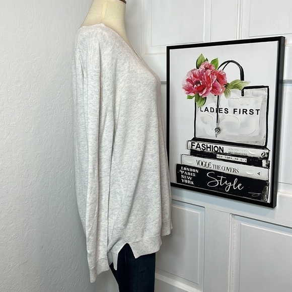 Everlane The Cotton V-Neck Sweater in Light Heathered Grey Size M - Picture 5 of 9